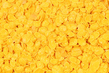 Corn-flakes background and texture. Top view. cornflake cereal box for morning breakfast.