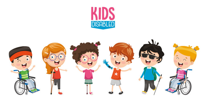 Vector Illustration Of Disabled Kids