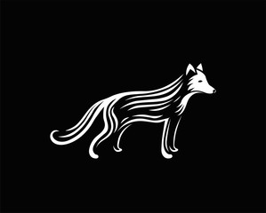 Fox logo vector. Animal engraving vector illustration