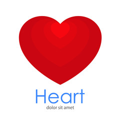 Logotipo Heart con corazones concentricos arriba en tonos color rojo