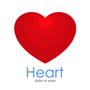 Logotipo Heart con corazones concentricos arriba en tonos color rojo