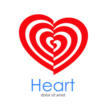 Logotipo Heart con corazones concentricos desplazados en color rojo