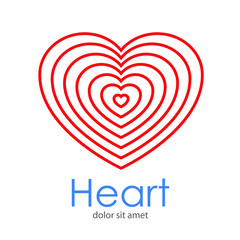 Logotipo Heart con corazones lineales concentricos en color rojo © teracreonte