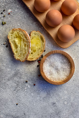 Cooking ingredients for home recipe process preparation food meal. Food concept. Flat lay view, From above