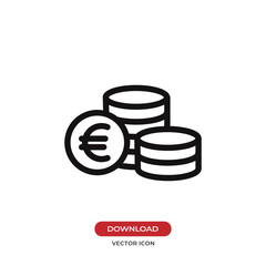 Euro coins icon vector