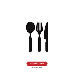 Spoon, fork and knife icon vector