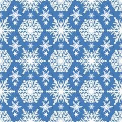 Snowflake seamless pattern. Vintage winter background. Christmas collection.Blue
