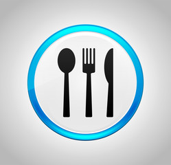 Cutlery icon round blue push button