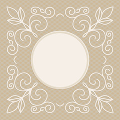 wedding invitation design template - decorative background for greeting card in mono line style