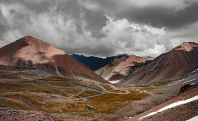 Road in the mountains. Mountain landscape.