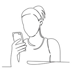 girl listening to music through the phone