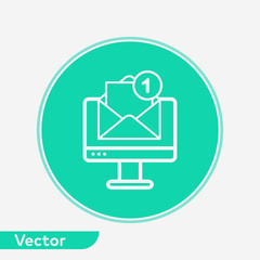Computer with mail vector icon sign symbol
