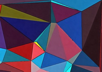 Fototapeta premium Polygonal drawing on canvas. Abstract geometric modern art. Triangles texture background.