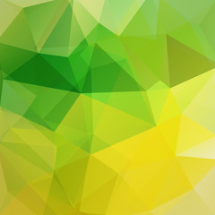 Geometric pattern, polygon triangles vector background in green, yellow tones. Illustration pattern