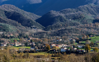 Fototapeta na wymiar Villa Latina village landscape in the Italian Valley of Comino in autumn