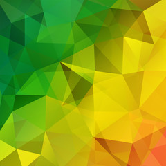 Obraz premium Abstract mosaic background. Triangle geometric background. Design elements. Vector illustration. Green, yellow colors.