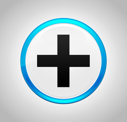Plus icon round blue push button