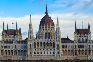 Fototapeta premium Hungary, Budapest Parliament view from Danube river