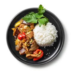 Crédence de cuisine en verre imprimé Manger assiette de cuisine asiatique