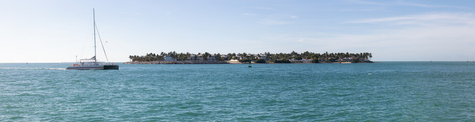 Panoramic view of Sunset Key during a vibrant sunny day. Taken in Mallory Square, Key West, Florida...