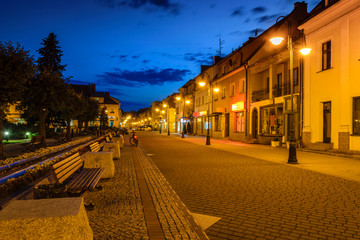 Central square in Zory in the evening. Poland, Europe. - Image