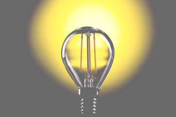 Silhouette led lamp on a yellow background