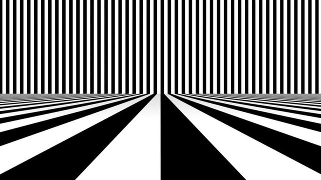 Optical black and white stripes 3d background moving loop