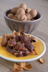 Fruits of tropcal Africal tree tamarind, used in cooking, traditional medicine and metal polish