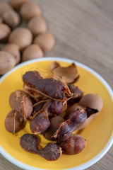 Fruits of tropcal Africal tree tamarind, used in cooking, traditional medicine and metal polish