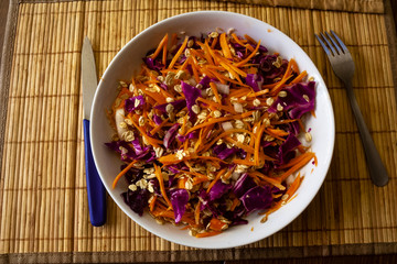 Carrot, cabbage, and oats salad