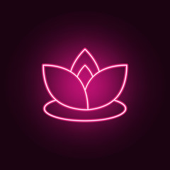 lotus icon. Elements of leaves and flowers in neon style icons. Simple icon for websites, web design, mobile app, info graphics