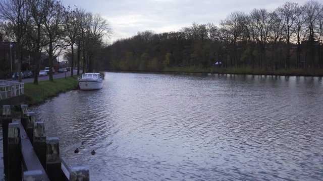 A River in a City Located in The Netherlands/Utrecht/Nieuwegein
