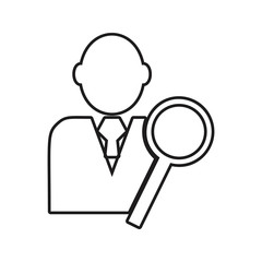 employee and magnifier icon. Element of HR & Heat hunting for mobile concept and web apps icon. Thin line icon for website design and development, app development