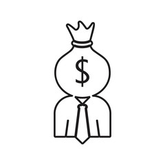 the head of an employee in the form of a money bag icon. Element of HR & Heat hunting for mobile concept and web apps icon. Thin line icon for website design