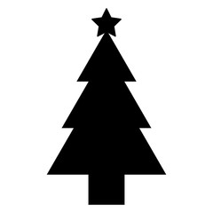 Christmas Tree Silhouette - Black and white illustration of Christmas tree with star topper