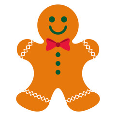 Gingerbread Man - Smiling gingerbread cookie man with bowtie and buttons