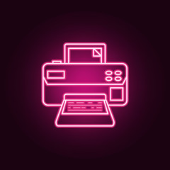Printer icon. Elements of Media in neon style icons. Simple icon for websites, web design, mobile app, info graphics