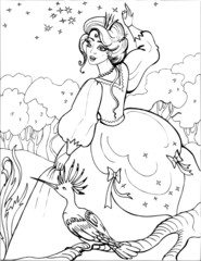  Udot with beautiful Princess. Coloring book. Birds. 19