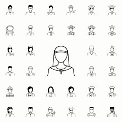 nun icon. Proffecions icons universal set for web and mobile