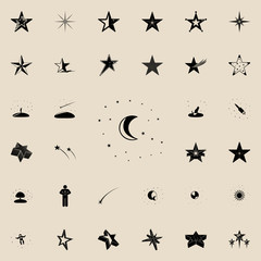 Moon and stars icon. Stars icons universal set for web and mobile