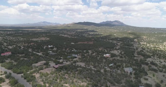 Scenic Aerial shot of Sandia Park New Mexico rural area