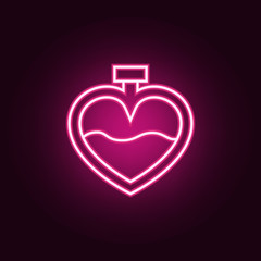 perfume in the form of heart icon. Elements of Valentine in neon style icons. Simple icon for websites, web design, mobile app, info graphics