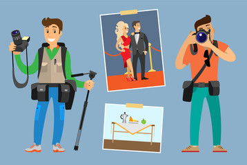 Photographers with Cameras and Photographers Set
