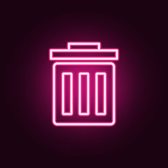 garbage can icon. Elements of web in neon style icons. Simple icon for websites, web design, mobile app, info graphics