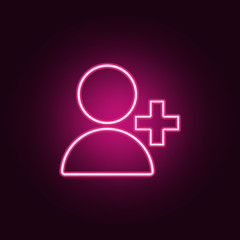 Obraz premium add contact icon icon. Elements of web in neon style icons. Simple icon for websites, web design, mobile app, info graphics