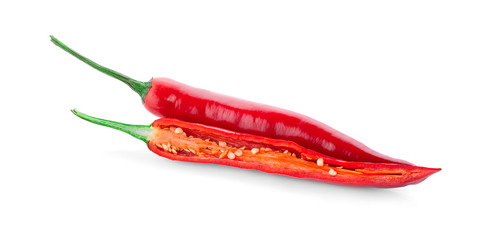  Chili sliced isolated ​​on white background.