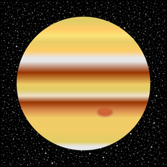 Planet Jupiter and starry sky. © konstan