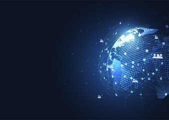 Global network connection. World map point and line composition concept of global business. Vector Illustration