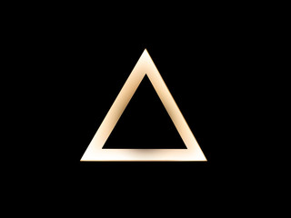 Abstract warm gold triangle logo template on black. Delta sign. (lift button)