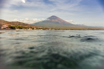 Scenic view of Agung volcano from Amed beach, Bali, Indonesia